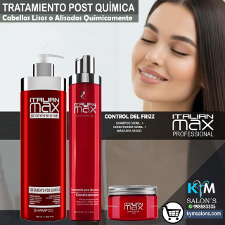 KIT SHAMPOO 500ml. + CONDITIONER 300ml. + MÁSCARA 285gr. Italian Max Post Química CodItaPQ