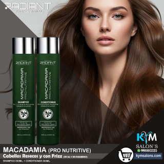 Combo Macadamia Pro Nutritive 1 Shampoo 300ml. + 1 Conditioner 300ml. + 1 Crema 200ml. + Silicona 50ml. CodRadProma