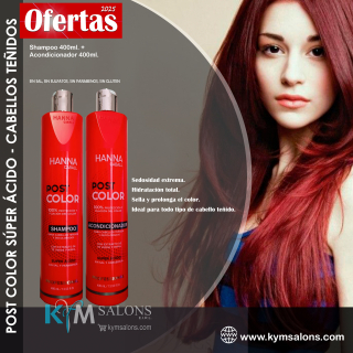 Pack Shampoo 400ml. + Acondicionador 400ml. Post Color Hanna Caball CodHannpc