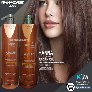 Pack Shampoo 1000ml. + Conditioner 1000ml. Post Alisado Argan Oil Hanna Caball CodHannarg