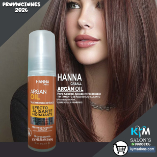 BIFÁSICO Efecto Alisante Argan Oil Hanna Caball - 95ml. Post Alisado Anti frizz CodHannarg