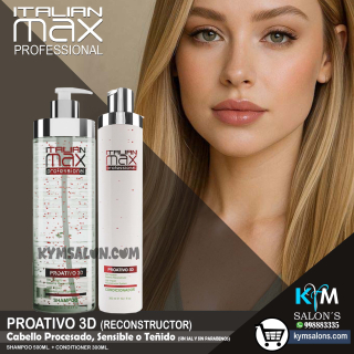 Pack Shampoo 500ml. + Conditioner 300ml. PROATIVO 3D Italian Max Cabellos Sensibles y Grasos CodItaliM3d