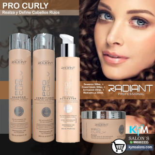 COMBO SHAMPOO 300ml. + CONDITIONER 300ml. + MASCARILLA 350gr. + GEL 250gr. PRO CURLY RADIANT CodCurlyRad