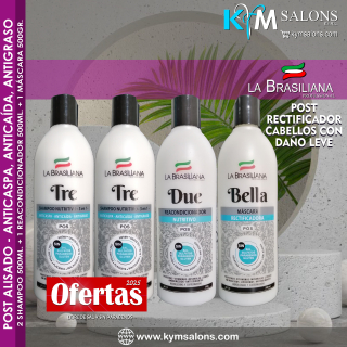 Combo Rectificador Control Caspa / Caída - 2 Tre 500ml. +  1 Due 500ml. + 1 Bella 500ml. La Brasiliana CodLaBras31SBT