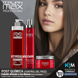 KIT SHAMPOO 500ml. + CONDITIONER 300ml. + MÁSCARA 285gr. Italian Max Post Química CodItaPQ