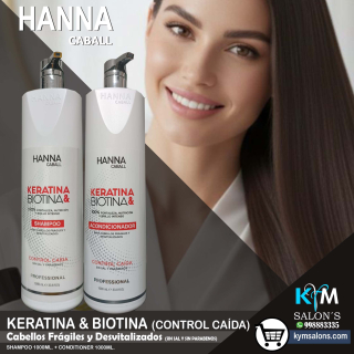 Pack Biotina & Keratina Hanna Caball Shampoo 1000ml. + Conditioner 1000ml. CodHannbio