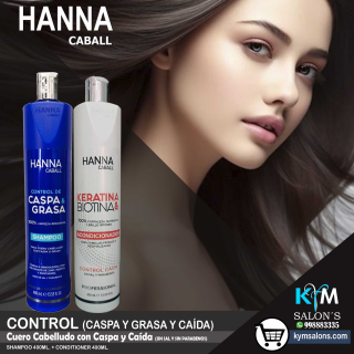 PACK SHAMPOO 400ML. + CONDITIONER 400ML. CONTROL CASPA Y GRASA Y CAÍDA HANNA CABALL CodHannca