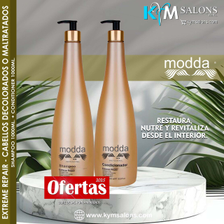 Pack Shampoo 1000ml. + Conditioner 1000ml. Cabellos Dañados - Extreme Repair Modda CodRepEX