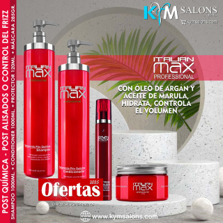Combo Shampoo 1000ml. + Conditioner 1000ml. + Máscara 285gr. + Protector 120ml. Italian Max Post Química CodItaPQ