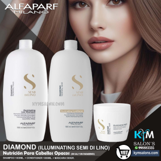 Kit Shampoo 1000ml. + Conditioner 1000ml. + Máscara 500ml. Alfaparf Semi Di Lino Diamond Illuminating CodDiamond