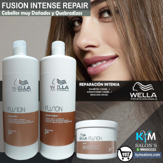 KIT: SHAMPOO 1000ML. + CONDITIONER 1000ML. + MÁSCARA 500GR. FUSION INTENSE REPAIR WELLA Codwefus