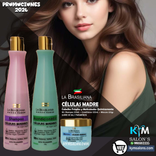 KIT: 1 SHAMPOO 335ML. + 1 CONDITIONER 335ML. + 1 MÁSCARA 335GR. CÉLULAS MADRE LA BRASILIANA PREMIUM CodCelPre