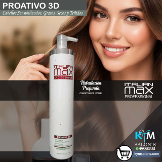 Conditioner 1000ml. PROATIVO 3D Italian Max Cabellos Sensibles y Grasos CodItaliM3d