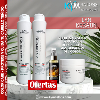 Combo Shampoo 500ml. + Conditioner 500ml. + Máscara 500gr. + óleo 60ml. Lan Keratin Color Care CodLanColor