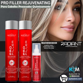 KIT SHAMPOO 300ml. + CONDITIONER 300ml. + PROTECTOR 200gr. PRO FILLER DE RADIANT CodRadProfi