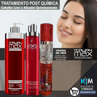 KIT SHAMPOO 500ml. + CONDITIONER 300ml. + BIFÁSICO 300gr. Italian Max Post Química CodItaPQ