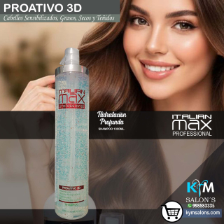 Shampoo 1000ml. PROATIVO 3D Italian Max Cabellos Sensibles y Grasos CodItaliM3d