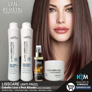COMBO SHAMPOO 500ml. + CONDITIONER 500ML. + MÁSCARA 500gr. + ÓLEO 60ml. LAN KERATIN Liss Care CodLanLiss