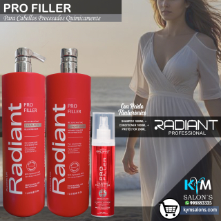 KIT SHAMPOO 1000ml. + CONDITIONER 1000ml. + MÁSCARA 350gr. PRO FILLER DE RADIANT CodRadProfi