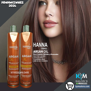 Pack Argan Oil Hanna Caball Shampoo 400ml. + Conditioner 400ml. Post Alisado CodHannarg