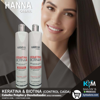Pack Biotina & Keratina Shampoo 400ml. + Conditioner 400ml. Hanna Caball CodHannbio