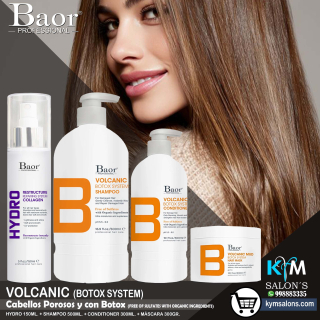 Combo Volcanic Mud Shampoo 500ml. + Conditioner 300ml. + Máscara 300gr. + Hydro 150ml. Post Bottox Baor CodBaorBVMud
