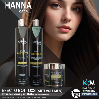 Kit: Shampoo 400ml. + Acondicionador 400ml. + Mascarilla 400gr. Hanna Caball Efecto Bottoxs Anti Frizz CodHanneb