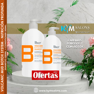 Pack Baor Volcanic Mud Shampoo 500ml. + Conditioner 300ml. Post Bottox CodBaorBVMud