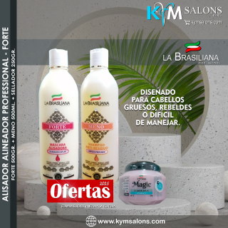Alisador La Brasiliana Forte 500ml. + Meno 500ml. + Sellador 250gr. Alisado Brasilero CodAliFor