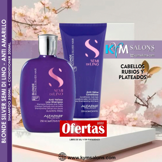 Alfaparf Semi Di Lino: Blonde & Silver Hair Pack Shampoo 250ml. + Conditioner 200ml. Anti Amarillo CodMatizAlf