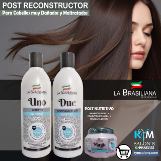 KIT: 1 SHAMPOO UNO 500ML. + 1 CONDITIONER DUE 500ML. + 1 MÁSCARA MÁGIC 250GR. LA BRASILIANA CodLaBrasSMT