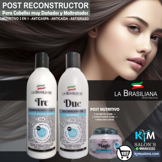KIT: 1 SHAMPOO TRE 500ML. + 1 CONDITIONER DUE 500ML. + 1 MÁSCARA MÁGIC 250GR. LA BRASILIANA CodLaBrasSMT