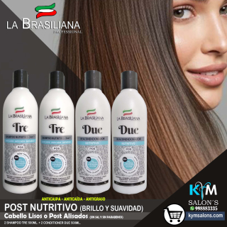 COMBO 2 SHAMPOO TRE 500ML. + 2 CONDITIONER 500ML. LA BRASILIANA POST NUTRITIVO CodLaBrasSR1