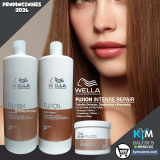KIT: SHAMPOO 1000ML. + CONDITIONER 1000ML. + MÁSCARA 500GR. FUSION INTENSE REPAIR WELLA Codwefus