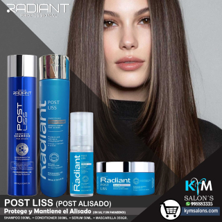 COMBO SHAMPOO 300ml. + CONDITIONER 300ml. + SERUM 50ml. + MÁSCARA 350gr. Radiant Post Liss Smoothing CodRadPosL