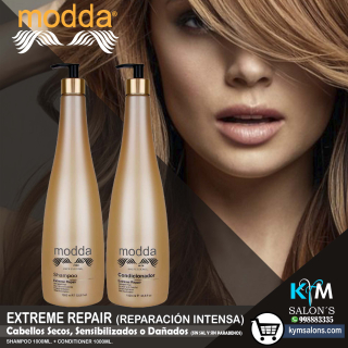 Pack Shampoo 1000ml. + Conditioner 1000ml. Cabellos Dañados - Extreme Repair Modda CodRepEX