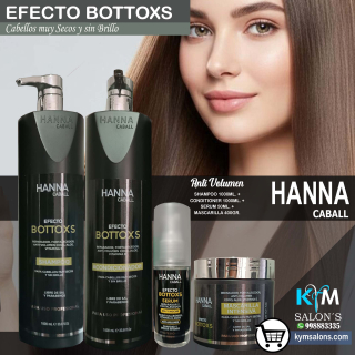Combo Shampoo 1000ml. + Acondicionador 1000ml. + Mascarilla 400gr. + Serum 50ml. Hanna Caball Efecto Bottoxs CodHanneb