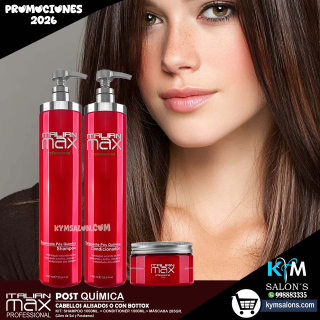 KIT SHAMPOO 1000ml. + CONDITIONER 1000ml. + MÁSCARA 285gr. Italian Max Post Química CodItaPQ