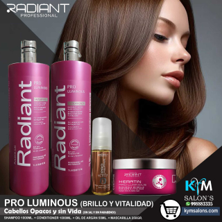 COMBO SHAMPOO 1000ml. + CONDITIONER 1000ml. + MÁSCARA 350gr. + ARGÁN 50ml. KERATIN PRO LUMINOUS Radiant CodRadProke