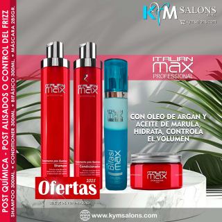 Combo Shampoo 300ml. + Conditioner 300ml. + Máscara 285gr. + Bifasi Max 300ml. Italian Max Post Química CodItaPQ