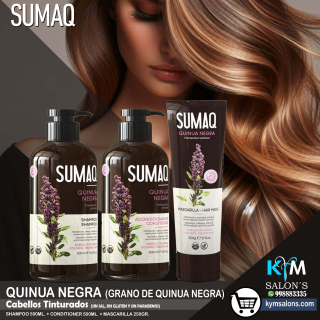 KIT SHAMPOO 500ml. + CONDITIONER 500ml. + MASCARILLA 250GR. Sumaq Quinua Negra CodQuiNe