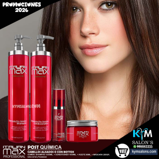 COMBO SHAMPOO 1000ml. + CONDITIONER 1000ml. + ACEITE 60ml. + MÁSCARA 285gr. ITALIAN MAX POST QUÍMICA CodItaPQ