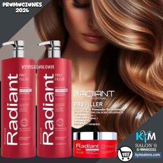 KIT SHAMPOO 1000ml. + CONDITIONER 1000ml. + MÁSCARA 350gr. PRO FILLER DE RADIANT CodRadProfi