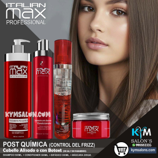 COMBO SHAMPOO 500ml. + CONDITIONER 300ml. + BIFÁSICO 300ml. + MÁSCARA 285gr. ITALIAN MAX POST QUÍMICA CodItaPQ