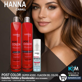 COMBO POST COLOR SHAMPOO 400ml. + CONDITIONER 400ml. + BIFÁSICO ARGÁN 95ml. HANNA CABALL CodHannpc MAR