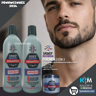 Kit 2 Shampoo 500ml. + 1 Bálsamo 250ml. Control Caspa, Caída y Nutrición (Voss)