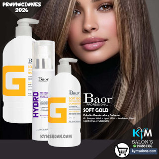 Kit Shampoo 500ml. + Conditioner 300ml. + Hydro 150ml. Soft Gold de Baor Cabellos Decolorados CodBaorSgold
