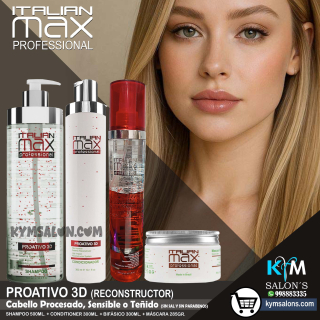Combo Shampoo 500ml. + Conditioner 300ml. + Máscara 285gr. + Bifásico 300ml. PROATIVO 3D Italian Max CodItaliM3d