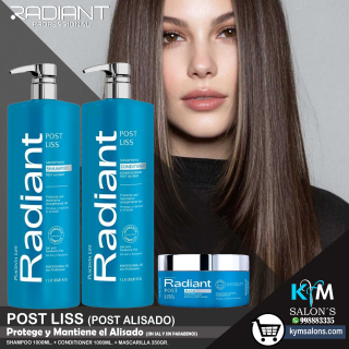 KIT SHAMPOO 1000ml. + CONDITIONER 1000ml. + MASCARILLA 350gr. Radiant Post Liss Smoothing CodRadPosL