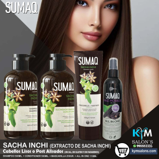 COMBO SHAMPOO 500ml. + CONDITIONER 500ml. + MÁSCARA 250gr. + ALL IN ONE 200ml. SUMAQ Sacha Inchi Codsainc